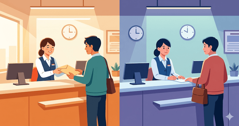 郵便局の窓口で確実に押してもらうには？通常窓口・ゆうゆう窓口の受付時間